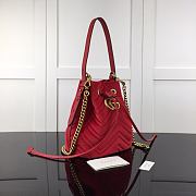 Gucci GG Marmont Quilted Velvet Bucket Bag Red 525081 Size 21 x 22 x 11 cm - 4