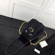 Gucci GG Marmont Quilted Velvet Bucket Bag Black 525081 Size 21 x 22 x 11 cm - 3