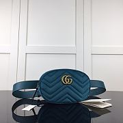 Gucci GG Marmont Matelasse Belt Bag Blue Velvet 476434 Size 18 x 11 x 5 cm - 1