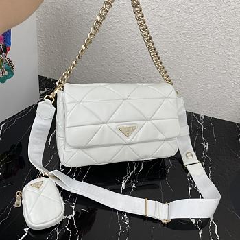 PRADA System Nappa Leather Patchwork Bag White 1BD291 Size 28 x 18 x 7.5 cm