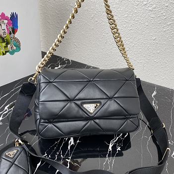 PRADA System Nappa Leather Patchwork Bag Black 1BD291 Size 28 x 18 x 7.5 cm