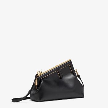 FENDI First Small Leather Bag Black Size 26 × 18 × 9.5 cm