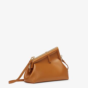 FENDI First Small Leather Bag Brown Size 26 × 18 × 9.5 cm