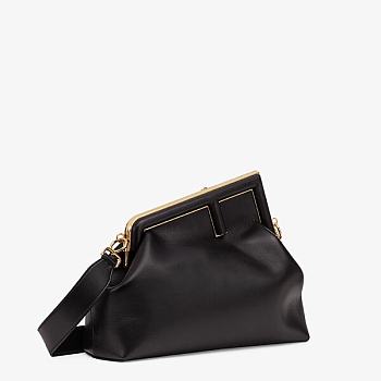FENDI First Medium Leather Bag Black Size 32 × 23 × 15 cm
