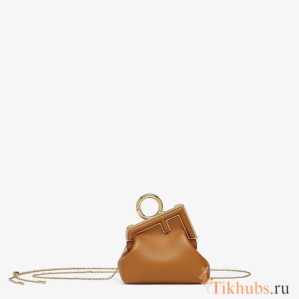 FENDI First Mini Leather Bag Brown Size 11.5 x 10 x 5.5 cm - 1