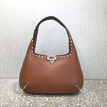 VALENTINO Garavani Twinkle Studs Handbag Brown 20077 Size 36 x 23 x 4 cm