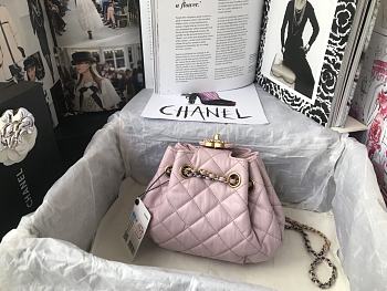 CHANEL Pull Rope Bag Pink AS1802 Size 20 x 17 x 10 cm