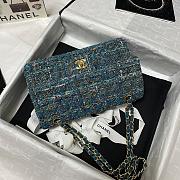 Chanel Sequin Bag Wear Beaded Beads Woolen Cloth Blue 1112 Size 25.5 cm - 5