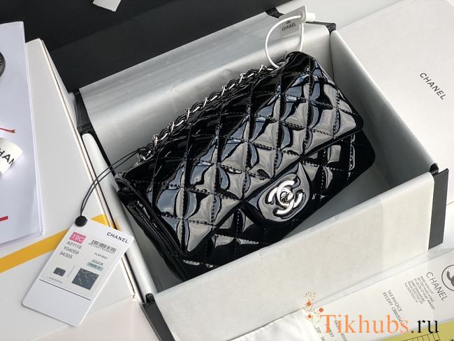 Chanel CF Big Mini Patent Leather Small Bag Black (Silver lock) Size 20 cm - 1