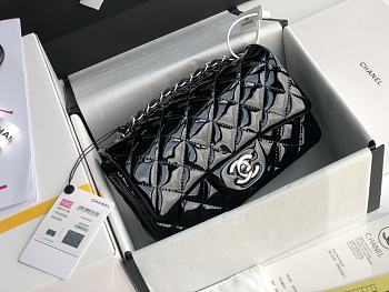 Chanel CF Big Mini Patent Leather Small Bag Black (Silver lock) Size 20 cm