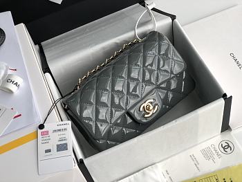 Chanel CF Big Mini Patent Leather Small Bag Gray (Gold lock) 1116 Size 20 cm