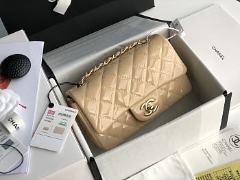 Chanel CF Big Mini Patent Leather Small Bag Cream (Gold lock) 1116 Size 20 cm