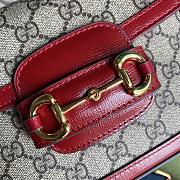 Gucci Horsebit 1955 Denim Mini Bag Brown Pvc/Red Leather 658574 Size 20.5 x 14 x 5 cm - 5