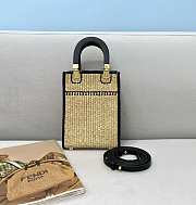 Fendi New Look Mini Square Bag Straw Apricot/G 8376B Size 13 x 6 x 18 cm - 2