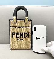 Fendi New Look Mini Square Bag Straw Apricot/G 8376B Size 13 x 6 x 18 cm - 6