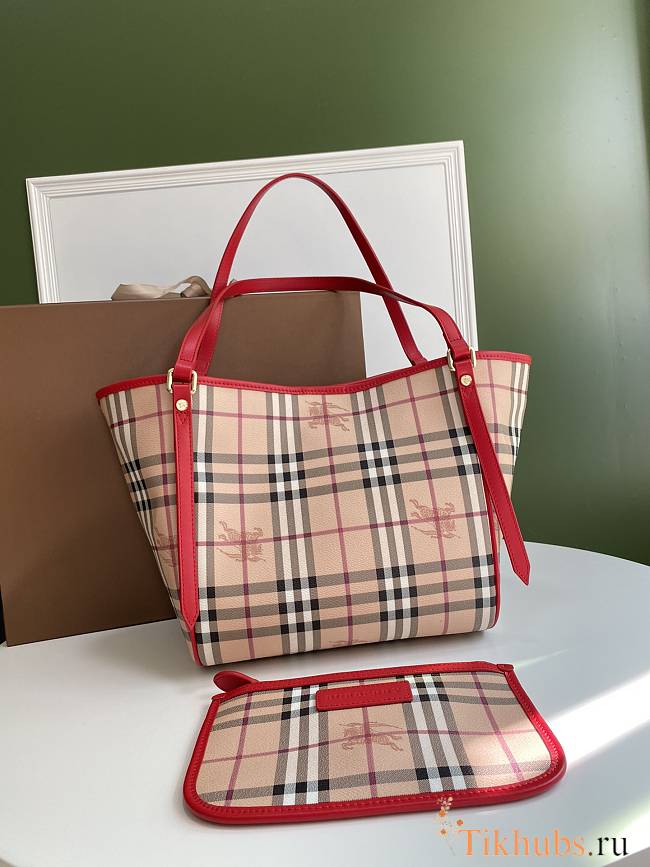 BURBERRY Shopping Bag Red Border 8883B Size 26 x 27 cm - 1