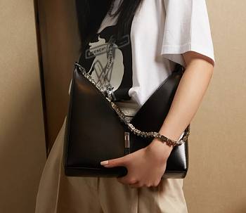Givenchy V-Shaped Cut Out Handbag Black 23817 Size 27 x 27 x 6 cm