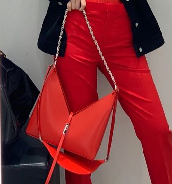 Givenchy V-Shaped Cut Out Handbag Red 23817 Size 27 x 27 x 6 cm