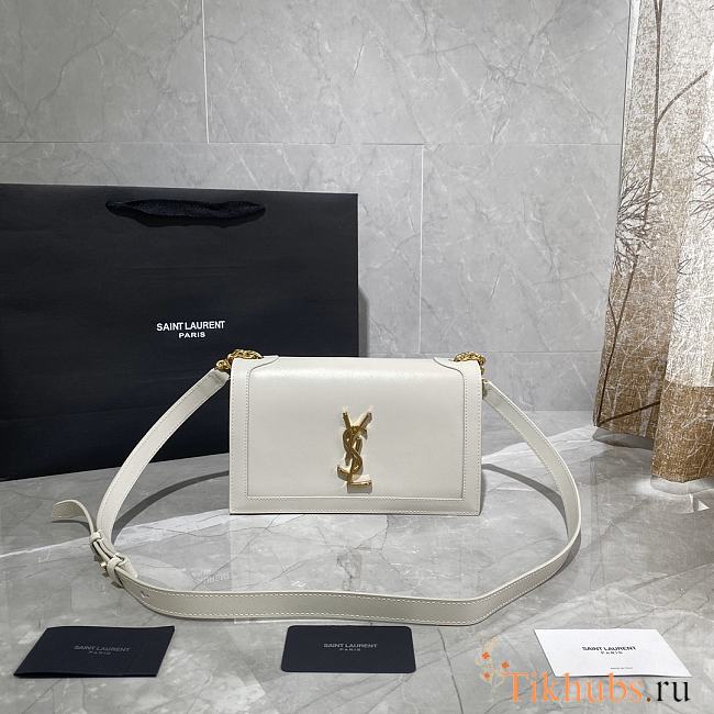 YSL Chain Bag Smooth Leather White 532756 Size 24 × 14 × 8 cm - 1