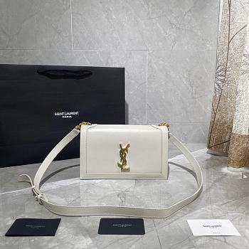 YSL Chain Bag Smooth Leather White 532756 Size 24 × 14 × 8 cm