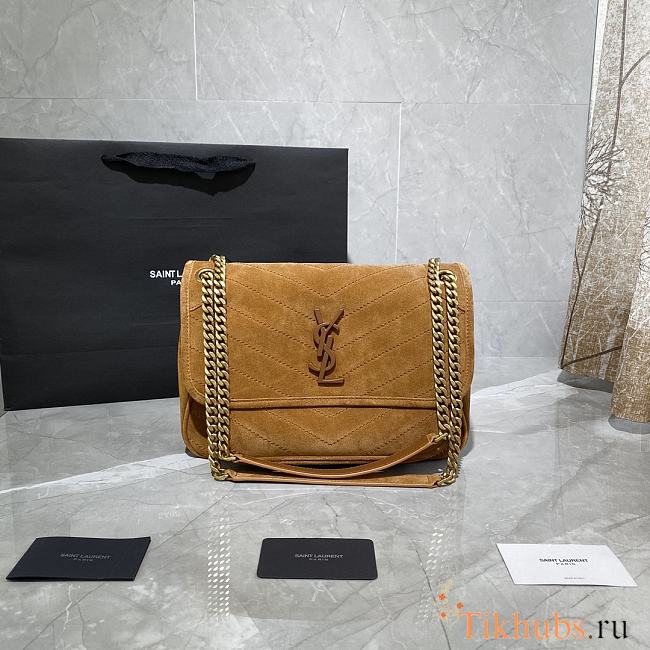 YSL Niki Frosted Leather Brown 498894 Size 28 × 20 × 8 cm - 1