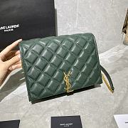 YSL Becky Quilted Lambskin Chain Bag Green 629246 Size 25 x 17 x 7 cm - 2