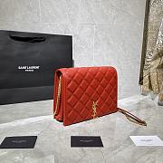 YSL Becky Quilted Lambskin Chain Bag Red 629246 Size 25 x 17 x 7 cm - 5