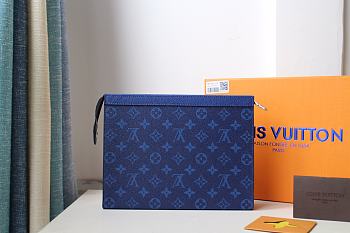 LV Pochette Voyage MM Monogram Eclipse in Blue M61692 Size 27 x 21 x 3 cm