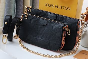 LV Multi Pochette Accessories Handbag Leopard Print Black M45777 Size 24 x 13.5 x 4 cm