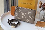 LV Double Zip Pochette Monogram Embossing Brown M69203 Size 20 x 12.5 x 3 cm - 1