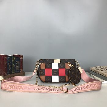LV Multi Pochette Accessoires Handbag Woven Pink M44840