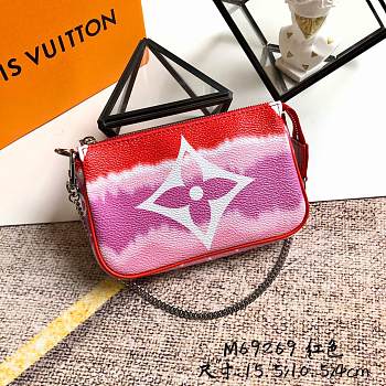 LV Escale Pochette Accessoires Mini Clutch Red M69269 Size 15.5 x 10.5 x 4 cm