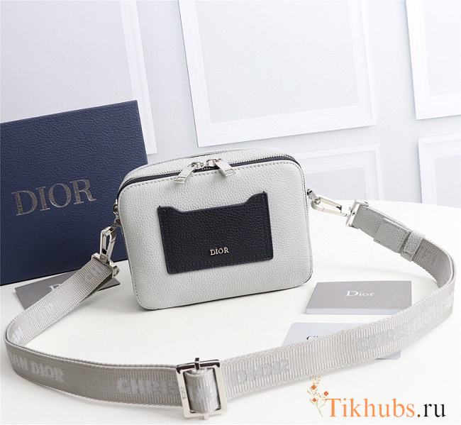 Dior Black Grained Cow Leather Clutch White 2CABC120YMJ Size 17 x 12.5 x 6 cm - 1