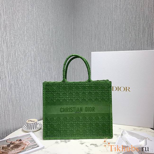 Dior Colorful Jacquard Canvas Handbags Green M1286 Size 41.5 x 32 x 5 - 1
