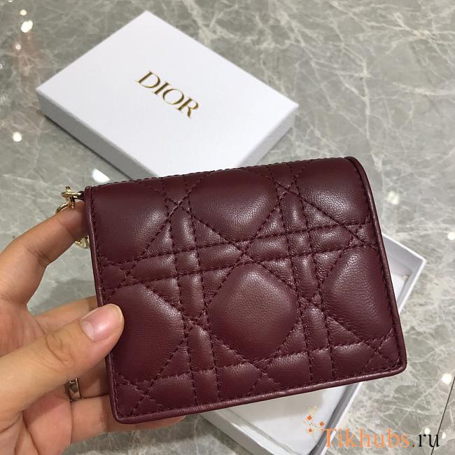 Dior Two-Fold Wallet Dark Red Size 11 x 9 x 3.5 cm - 1