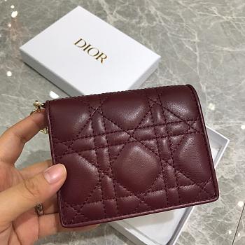 Dior Two-Fold Wallet Dark Red Size 11 x 9 x 3.5 cm