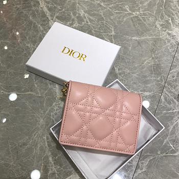 Dior Two-Fold Wallet Pink Size 11 x 9 x 3.5 cm
