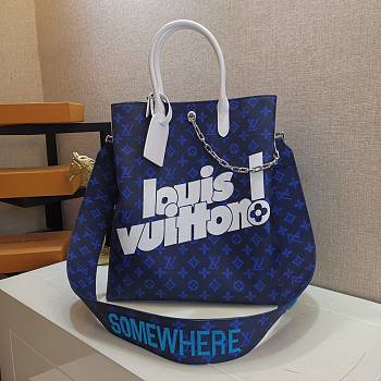 Louis Vuitton Carry It Bag Blue M46112 Size 32 x 14 x 38 cm