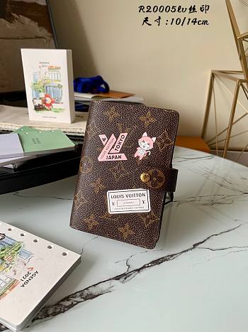 LV Monogram Canvas Print Small Ring Agenda Book Cover Silk Screen R20005 Size 10 x 14 cm