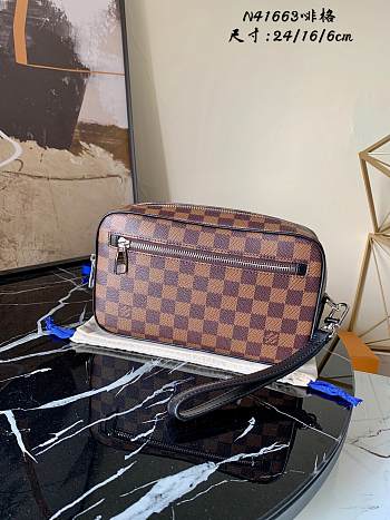 Louis Vuitton KASAI CLUTCH Damier Ebene N41663 Size 24 x 16 x 6 cm 