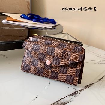 LV Card Holder Recto Verso Damier Ebene Brown Grid Pink N60405 