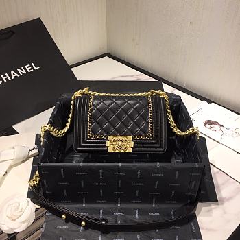 Chanel LeBoy Bag Smooth Leather Black 67085 Size 20 cm