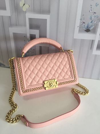 Chanel LeBoy Bag Smooth Leather Pink 67086 Size 25 cm