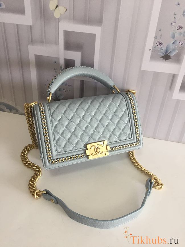 Chanel LeBoy Bag Smooth Leather Blue 67086 Size 25 cm - 1