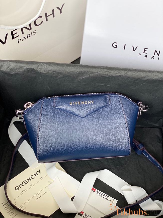Givenchy Mini Antigona Leather Bag Blue 9981-4 Size 18 x 13 x 7 cm - 1
