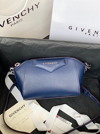 Givenchy Mini Antigona Leather Bag Blue 9981-4 Size 18 x 13 x 7 cm