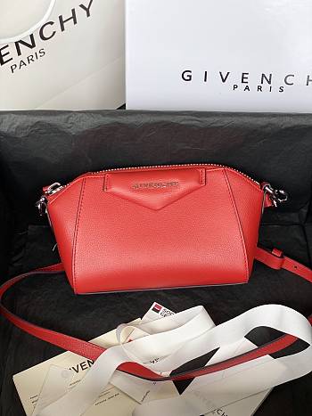 Givenchy Mini Antigona Leather Bag Red 9981-4 Size 18 x 13 x 7 cm