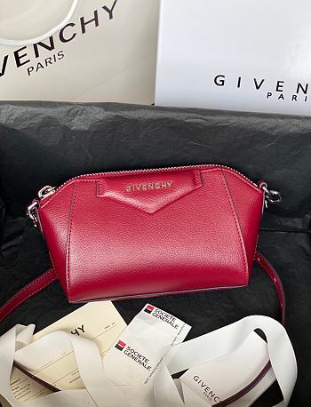 Givenchy Mini Antigona Leather Bag Red Wine 9981-4 Size 18 x 13 x 7 cm