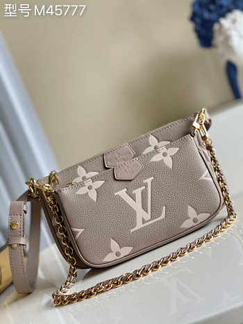 LV Multi Pochette Accessoire Monogram Empreinte Leather Gray M45777 Size 24 x 13.5 x 4 cm