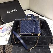 Chanel Vanity Case Bag Grained Calfskin Blue AS1785 Size 18 x 14 x 8 cm  - 6